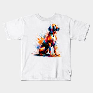 Vibrant Hanoverian Scenthound in Abstract Splash Art Kids T-Shirt